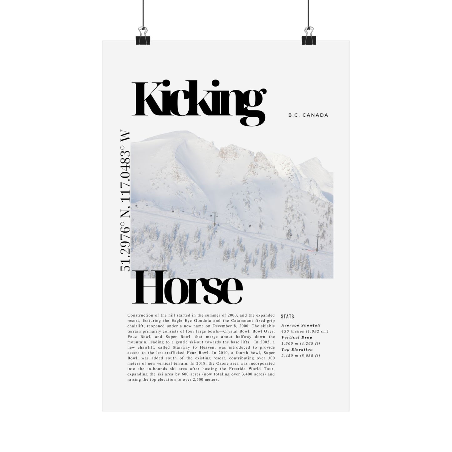 Kicking Horse Ski Snowboard Matte Vertical Poster